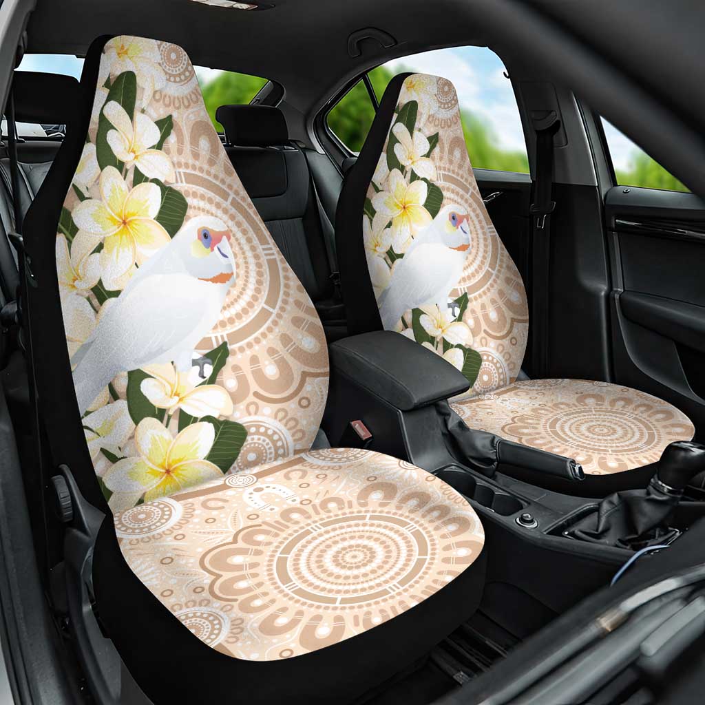 Australia Long-billed Corella Car Seat Cover Cacatua Tenuirostris Plumeria Aboriginal Art - Aussie Hoodie