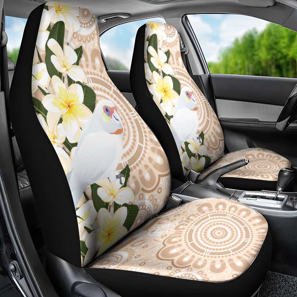 Australia Long-billed Corella Car Seat Cover Cacatua Tenuirostris Plumeria Aboriginal Art - Aussie Hoodie