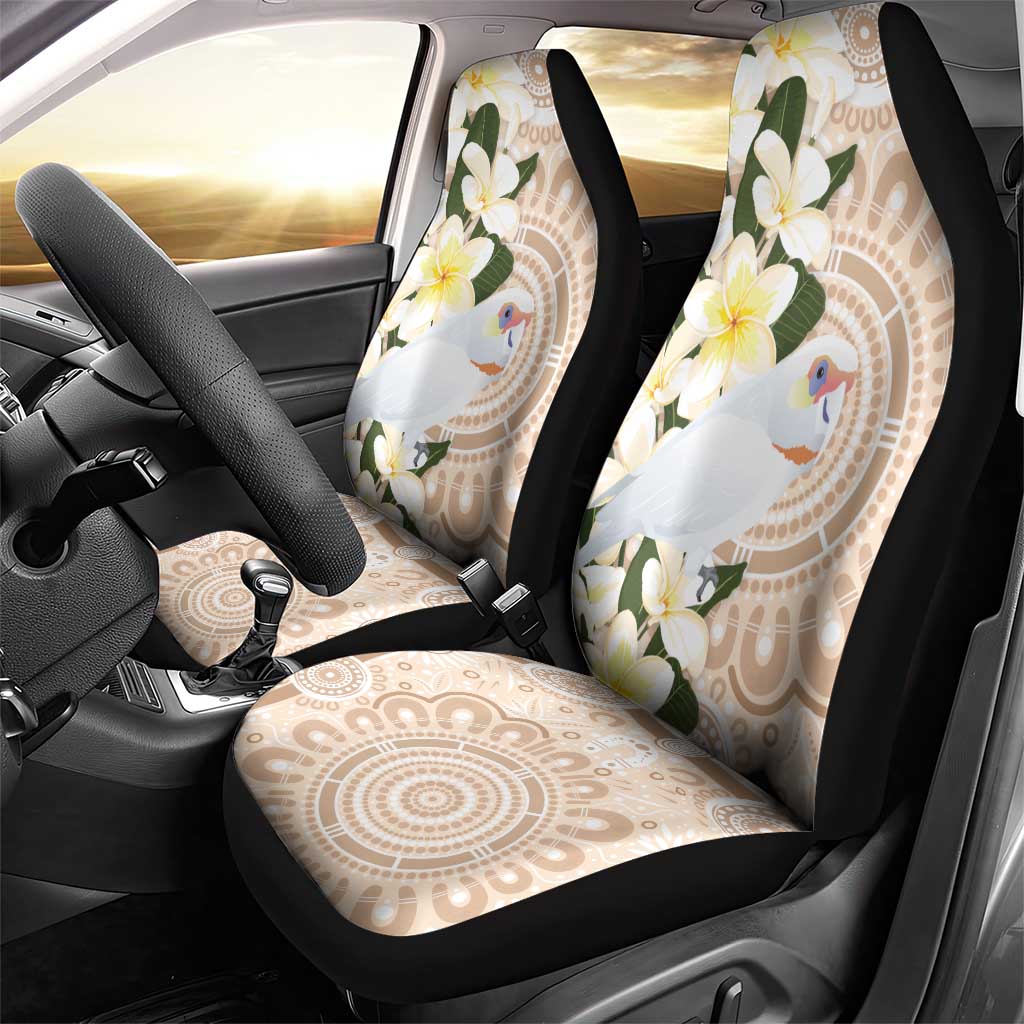 Australia Long-billed Corella Car Seat Cover Cacatua Tenuirostris Plumeria Aboriginal Art - Aussie Hoodie