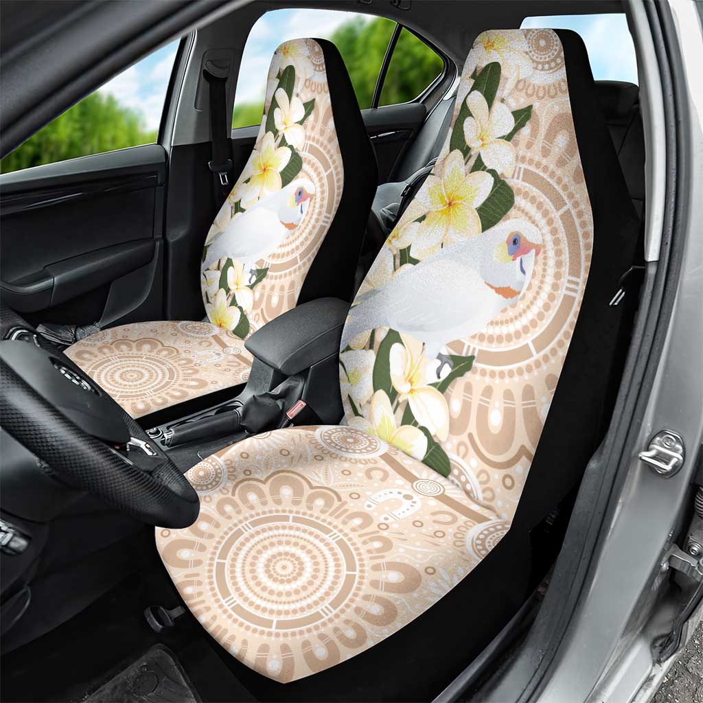 Australia Long-billed Corella Car Seat Cover Cacatua Tenuirostris Plumeria Aboriginal Art - Aussie Hoodie