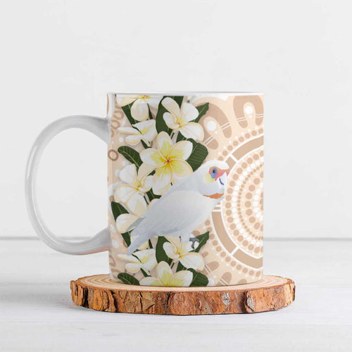 Australia Long-billed Corella Ceramic Mug Cacatua Tenuirostris Plumeria Aboriginal Art - Aussie Hoodie