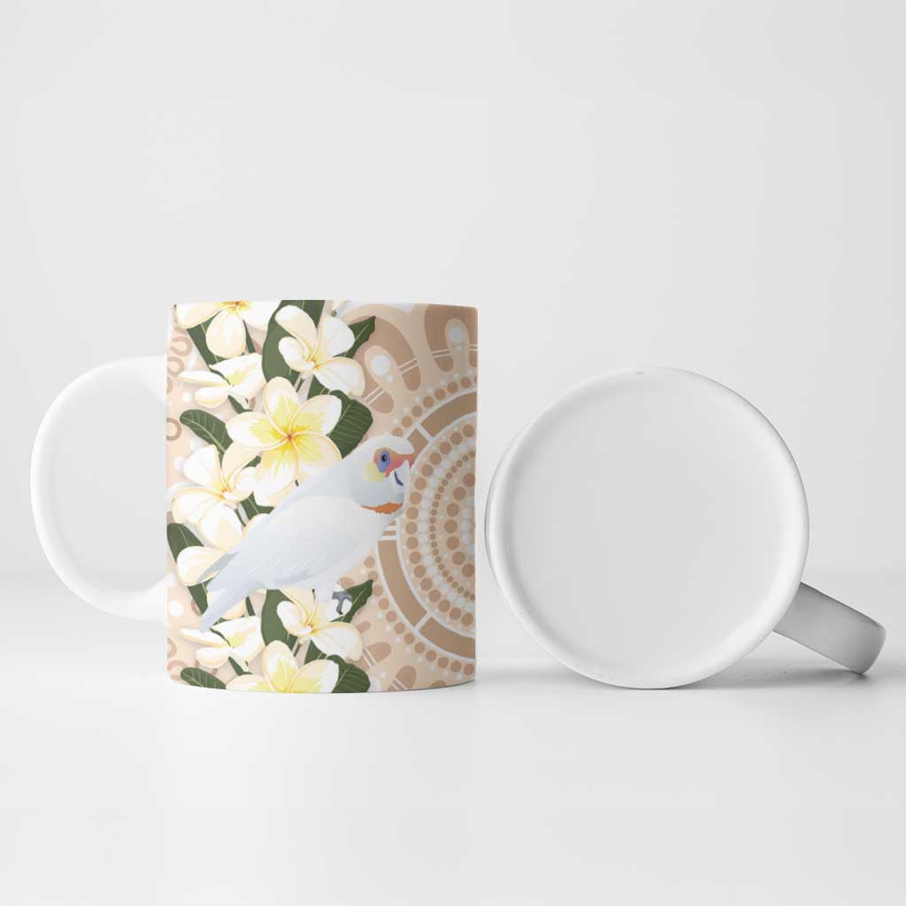 Australia Long-billed Corella Ceramic Mug Cacatua Tenuirostris Plumeria Aboriginal Art - Aussie Hoodie