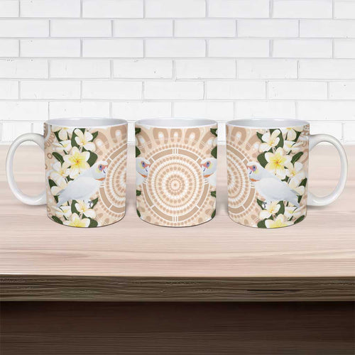 Australia Long-billed Corella Ceramic Mug Cacatua Tenuirostris Plumeria Aboriginal Art - Aussie Hoodie