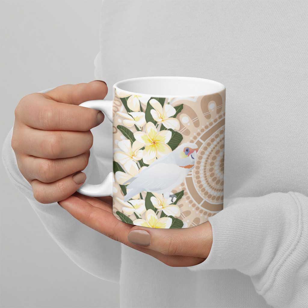 Australia Long-billed Corella Ceramic Mug Cacatua Tenuirostris Plumeria Aboriginal Art - Aussie Hoodie