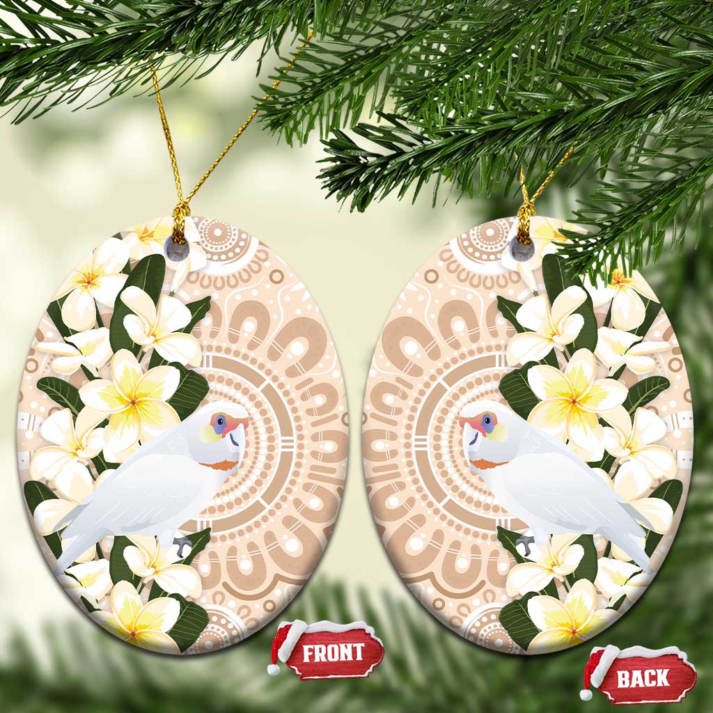 Australia Long-billed Corella Ceramic Ornament Cacatua Tenuirostris Plumeria Aboriginal Art - Aussie Hoodie