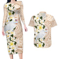 Australia Long-billed Corella Couples Matching Long Sleeve Bodycon Dress and Hawaiian Shirt Cacatua Tenuirostris Plumeria Aboriginal Art - Aussie Hoodie