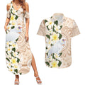 Australia Long-billed Corella Couples Matching Summer Maxi Dress and Hawaiian Shirt Cacatua Tenuirostris Plumeria Aboriginal Art - Aussie Hoodie