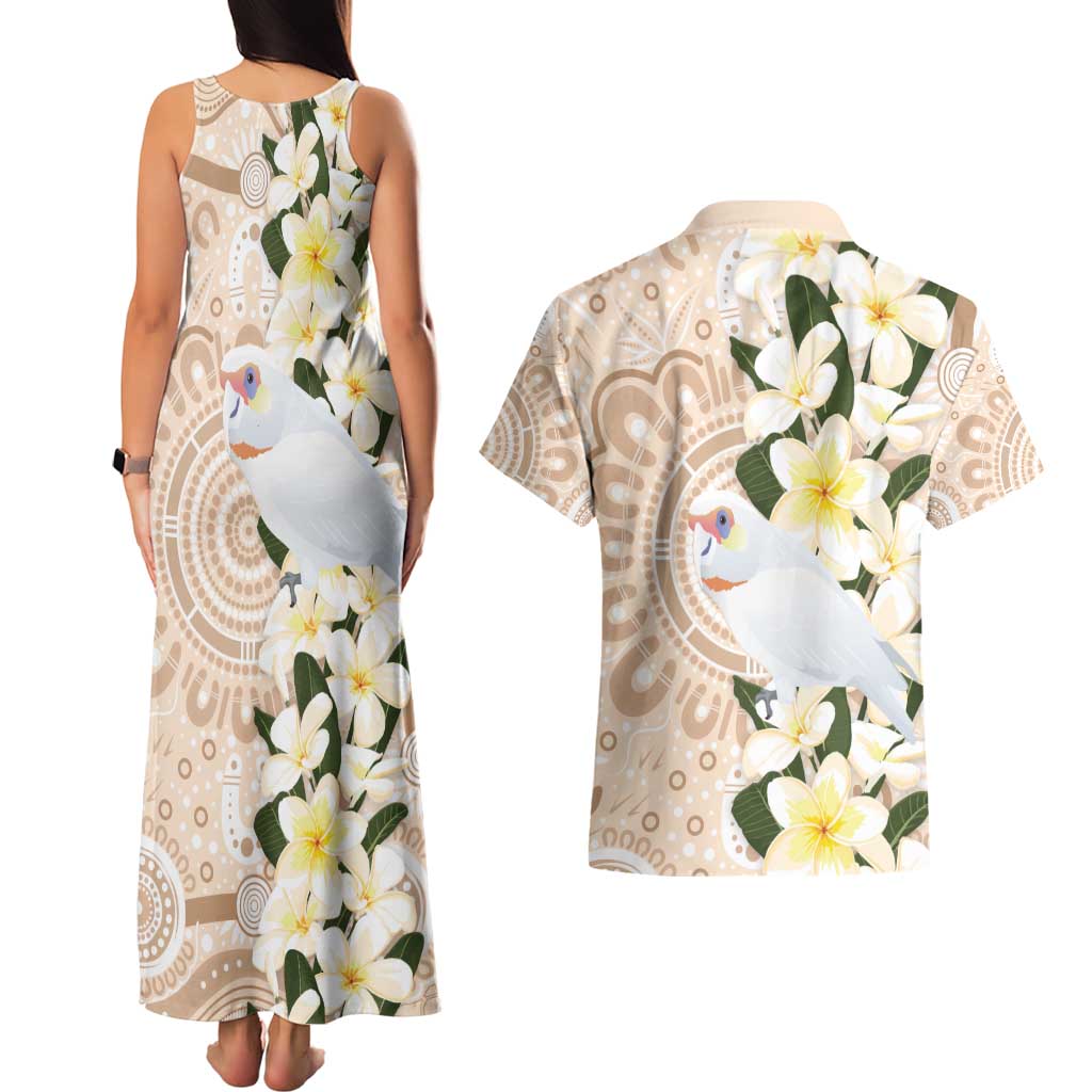 Australia Long-billed Corella Couples Matching Tank Maxi Dress and Hawaiian Shirt Cacatua Tenuirostris Plumeria Aboriginal Art - Aussie Hoodie