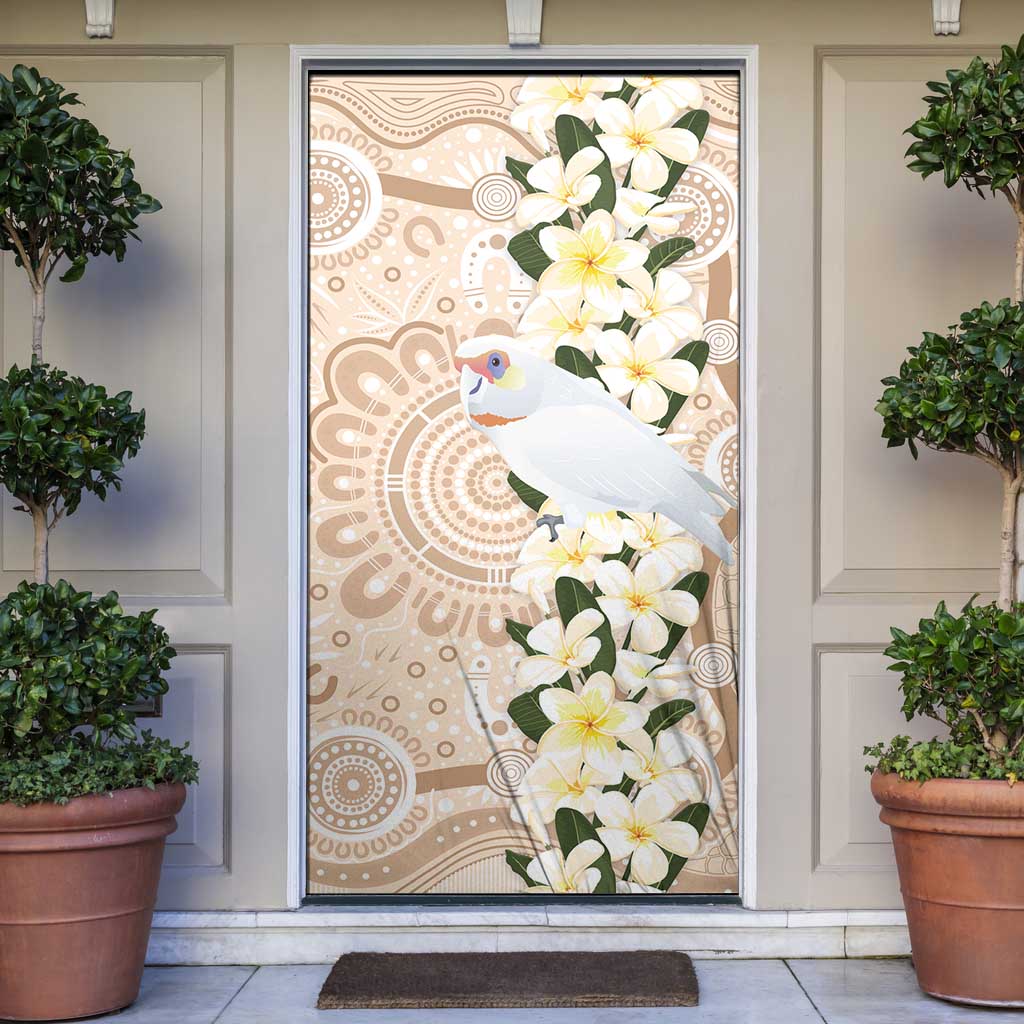 Australia Long-billed Corella Door Cover Cacatua Tenuirostris Plumeria Aboriginal Art - Aussie Hoodie
