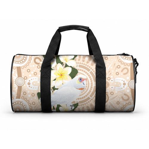 Australia Long-billed Corella Duffle Bag Cacatua Tenuirostris Plumeria Aboriginal Art