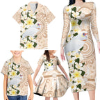 Australia Long-billed Corella Family Matching Long Sleeve Bodycon Dress and Hawaiian Shirt Cacatua Tenuirostris Plumeria Aboriginal Art - Aussie Hoodie
