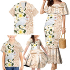 Australia Long-billed Corella Family Matching Mermaid Dress and Hawaiian Shirt Cacatua Tenuirostris Plumeria Aboriginal Art - Aussie Hoodie