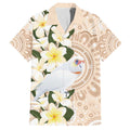 Australia Long-billed Corella Family Matching Off The Shoulder Long Sleeve Dress and Hawaiian Shirt Cacatua Tenuirostris Plumeria Aboriginal Art - Aussie Hoodie