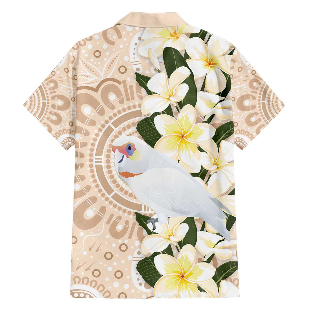 Australia Long-billed Corella Family Matching Off The Shoulder Long Sleeve Dress and Hawaiian Shirt Cacatua Tenuirostris Plumeria Aboriginal Art - Aussie Hoodie