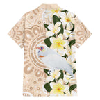 Australia Long-billed Corella Family Matching Off The Shoulder Long Sleeve Dress and Hawaiian Shirt Cacatua Tenuirostris Plumeria Aboriginal Art - Aussie Hoodie