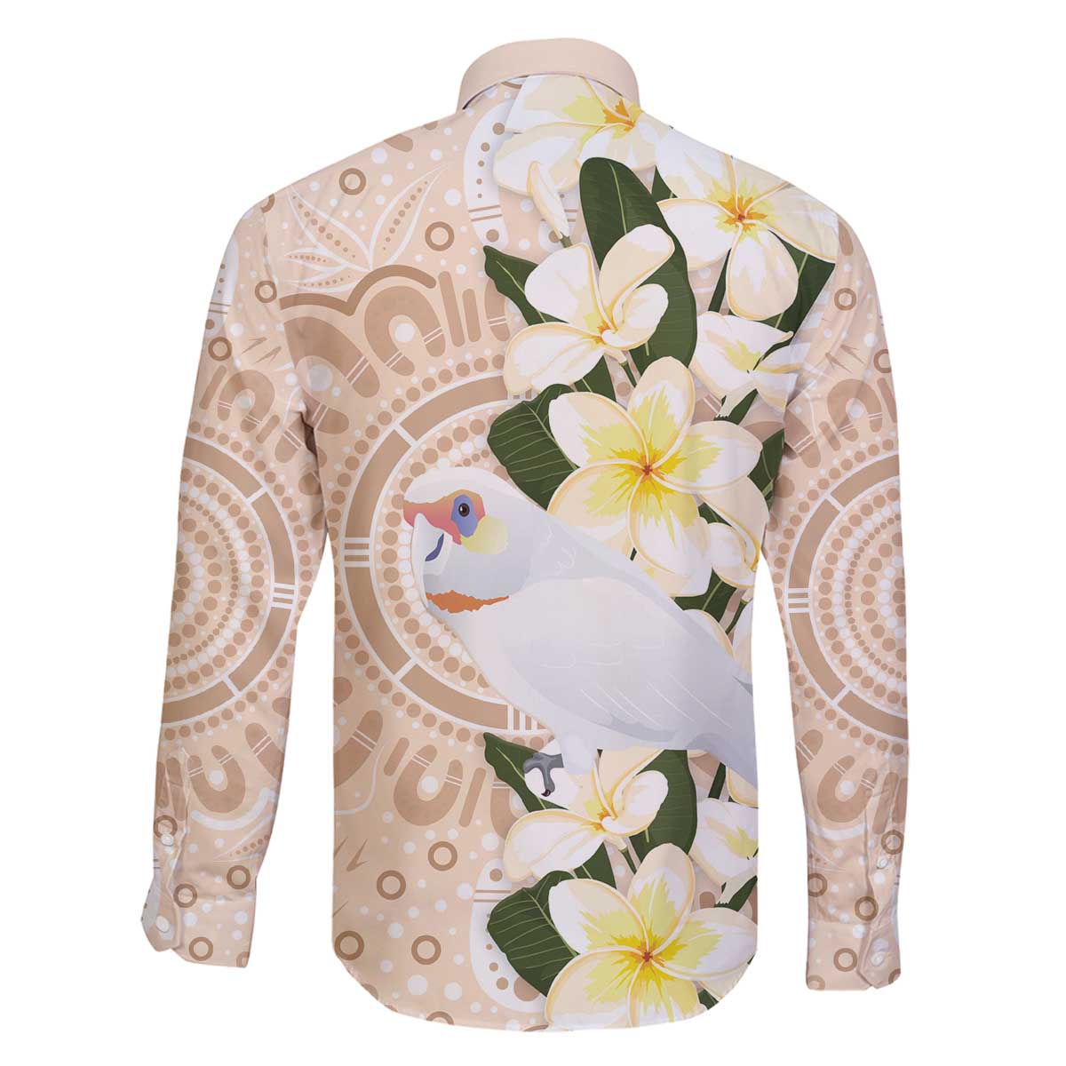 Australia Long-billed Corella Family Matching Off The Shoulder Long Sleeve Dress and Hawaiian Shirt Cacatua Tenuirostris Plumeria Aboriginal Art - Aussie Hoodie