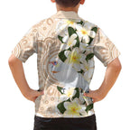 Australia Long-billed Corella Family Matching Off Shoulder Short Dress and Hawaiian Shirt Cacatua Tenuirostris Plumeria Aboriginal Art - Aussie Hoodie