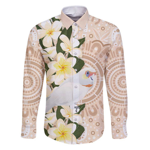Australia Long-billed Corella Family Matching Puletasi and Hawaiian Shirt Cacatua Tenuirostris Plumeria Aboriginal Art - Aussie Hoodie