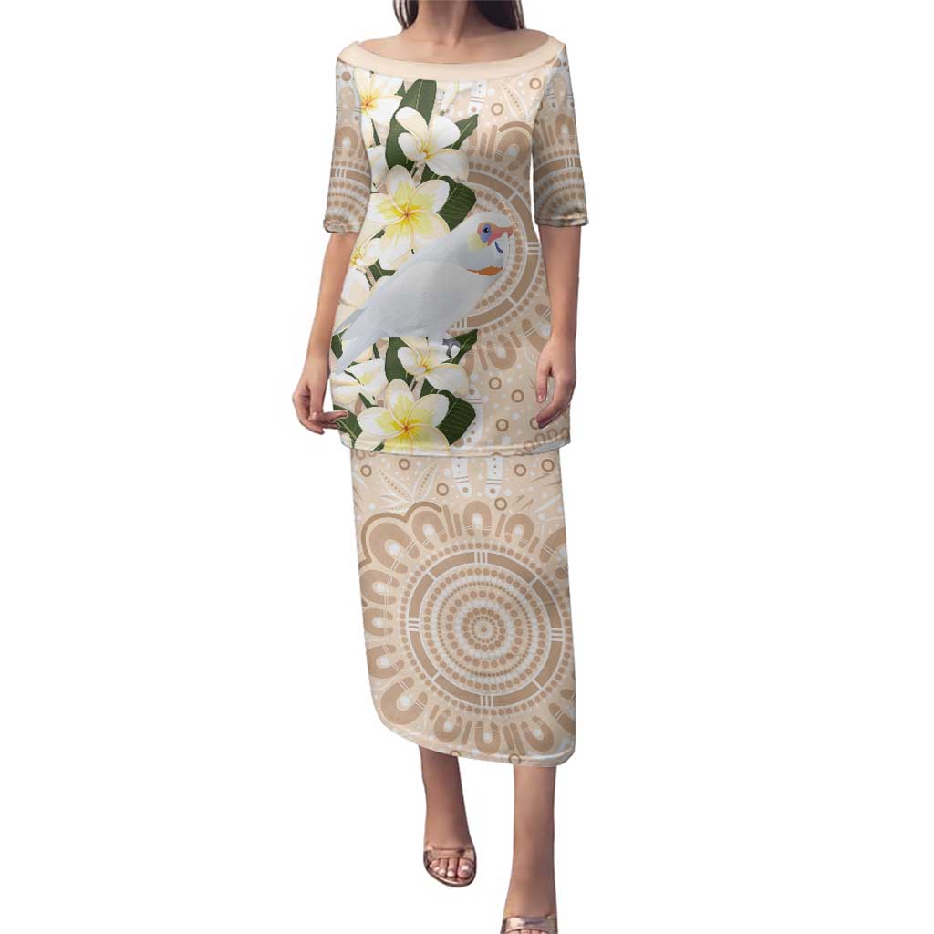 Australia Long-billed Corella Family Matching Puletasi and Hawaiian Shirt Cacatua Tenuirostris Plumeria Aboriginal Art - Aussie Hoodie