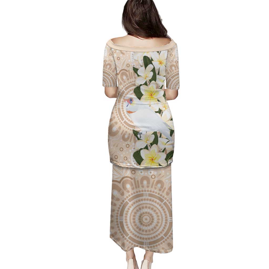 Australia Long-billed Corella Family Matching Puletasi and Hawaiian Shirt Cacatua Tenuirostris Plumeria Aboriginal Art - Aussie Hoodie