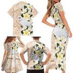 Australia Long-billed Corella Family Matching Short Sleeve Bodycon Dress and Hawaiian Shirt Cacatua Tenuirostris Plumeria Aboriginal Art - Aussie Hoodie