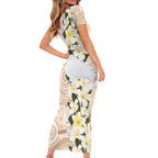Australia Long-billed Corella Family Matching Short Sleeve Bodycon Dress and Hawaiian Shirt Cacatua Tenuirostris Plumeria Aboriginal Art - Aussie Hoodie