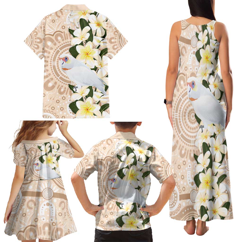Australia Long-billed Corella Family Matching Tank Maxi Dress and Hawaiian Shirt Cacatua Tenuirostris Plumeria Aboriginal Art - Aussie Hoodie