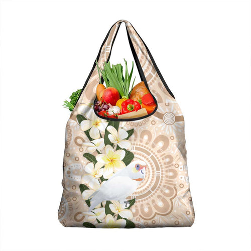 Australia Long-billed Corella Grocery Bag Cacatua Tenuirostris Plumeria Aboriginal Art - Aussie Hoodie