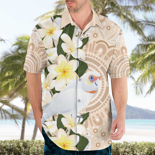 Australia Long-billed Corella Hawaiian Shirt Cacatua Tenuirostris Plumeria Aboriginal Art - Aussie Hoodie