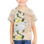 Australia Long-billed Corella Hawaiian Shirt Cacatua Tenuirostris Plumeria Aboriginal Art - Aussie Hoodie