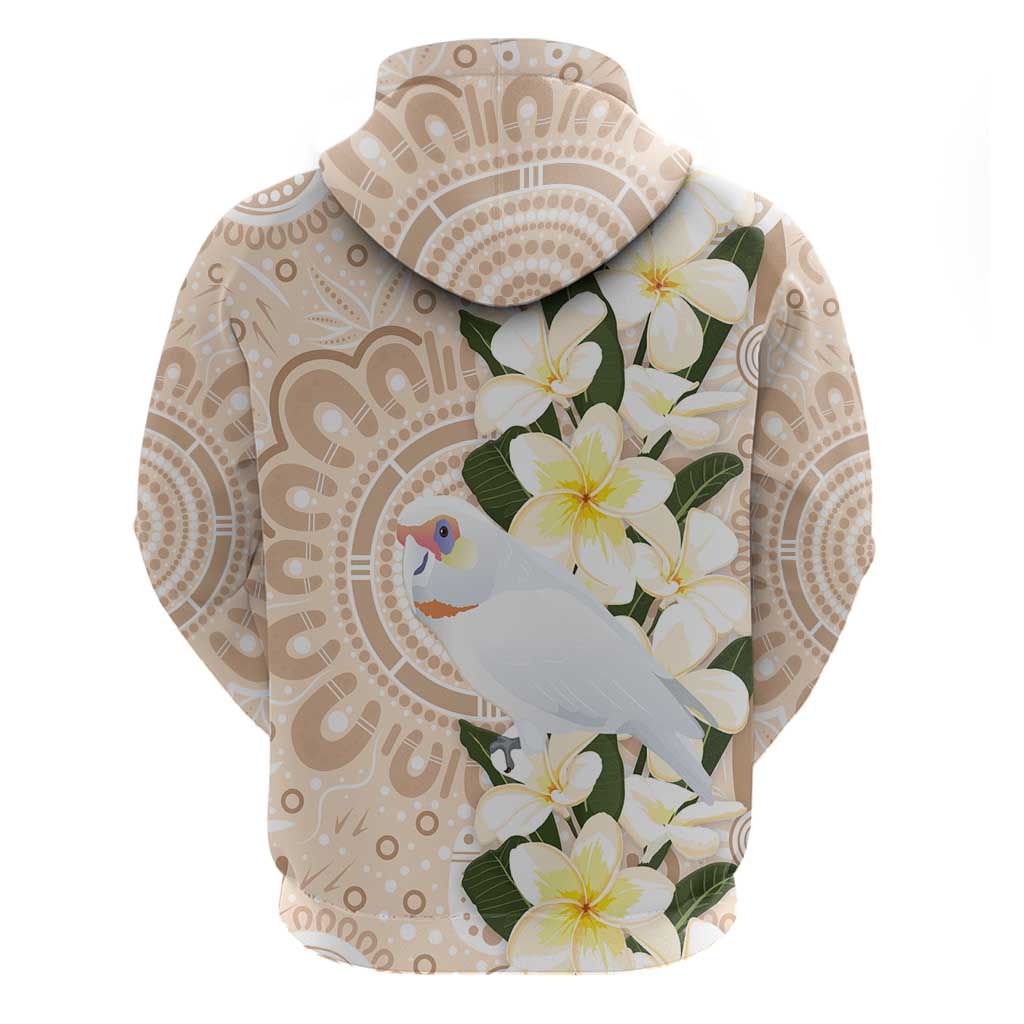 Australia Long-billed Corella Hoodie Cacatua Tenuirostris Plumeria Aboriginal Art - Aussie Hoodie