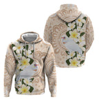 Australia Long-billed Corella Hoodie Cacatua Tenuirostris Plumeria Aboriginal Art - Aussie Hoodie