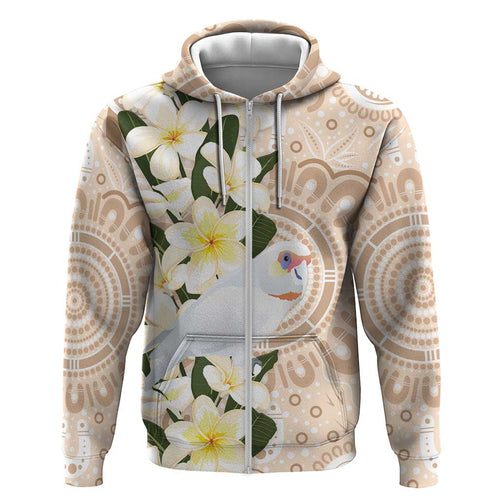 Australia Long-billed Corella Hoodie Cacatua Tenuirostris Plumeria Aboriginal Art - Aussie Hoodie