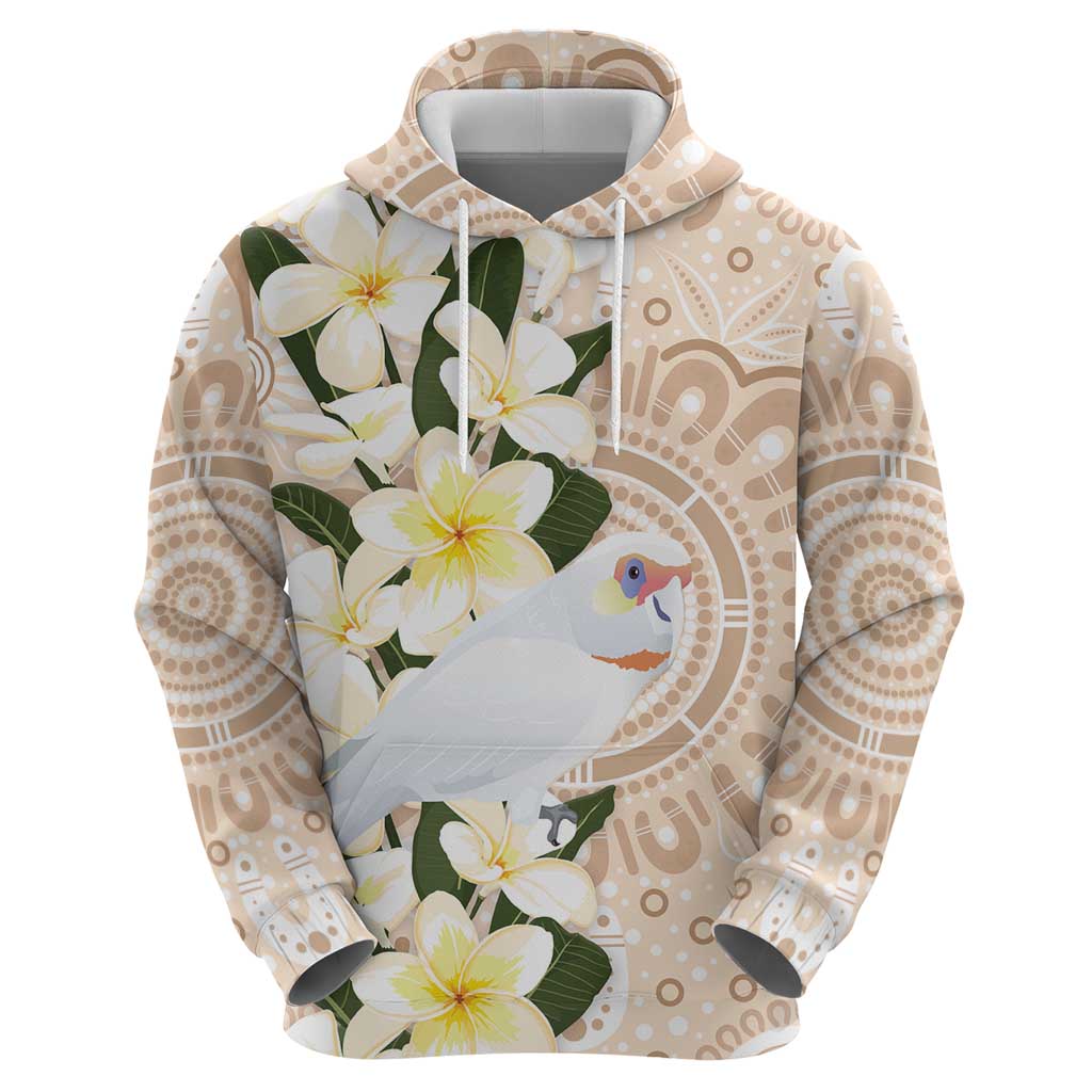 Australia Long-billed Corella Hoodie Cacatua Tenuirostris Plumeria Aboriginal Art - Aussie Hoodie