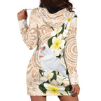 Australia Long-billed Corella Hoodie Dress Cacatua Tenuirostris Plumeria Aboriginal Art - Aussie Hoodie