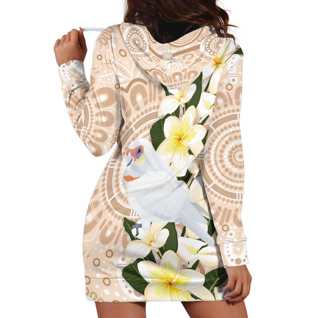 Australia Long-billed Corella Hoodie Dress Cacatua Tenuirostris Plumeria Aboriginal Art - Aussie Hoodie