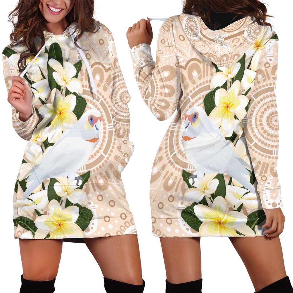 Australia Long-billed Corella Hoodie Dress Cacatua Tenuirostris Plumeria Aboriginal Art - Aussie Hoodie