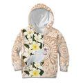 Australia Long-billed Corella Kid Hoodie Cacatua Tenuirostris Plumeria Aboriginal Art - Aussie Hoodie