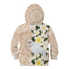 Australia Long-billed Corella Kid Hoodie Cacatua Tenuirostris Plumeria Aboriginal Art - Aussie Hoodie