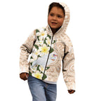 Australia Long-billed Corella Kid Hoodie Cacatua Tenuirostris Plumeria Aboriginal Art - Aussie Hoodie