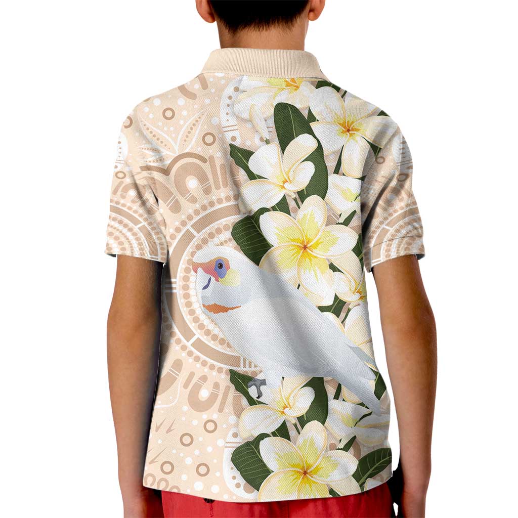 Australia Long-billed Corella Kid Polo Shirt Cacatua Tenuirostris Plumeria Aboriginal Art - Aussie Hoodie