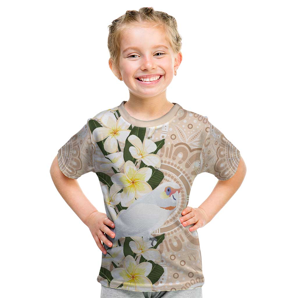 Australia Long-billed Corella Kid T Shirt Cacatua Tenuirostris Plumeria Aboriginal Art - Aussie Hoodie