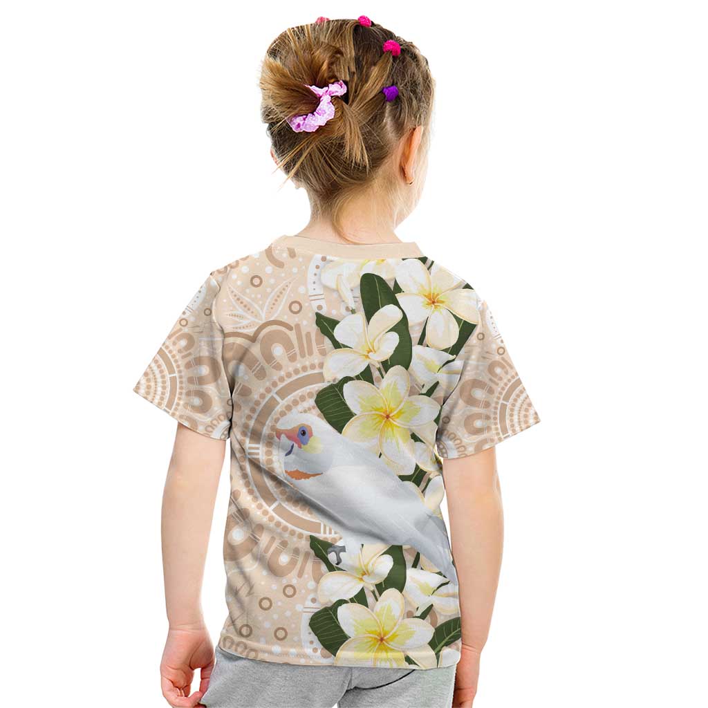 Australia Long-billed Corella Kid T Shirt Cacatua Tenuirostris Plumeria Aboriginal Art - Aussie Hoodie