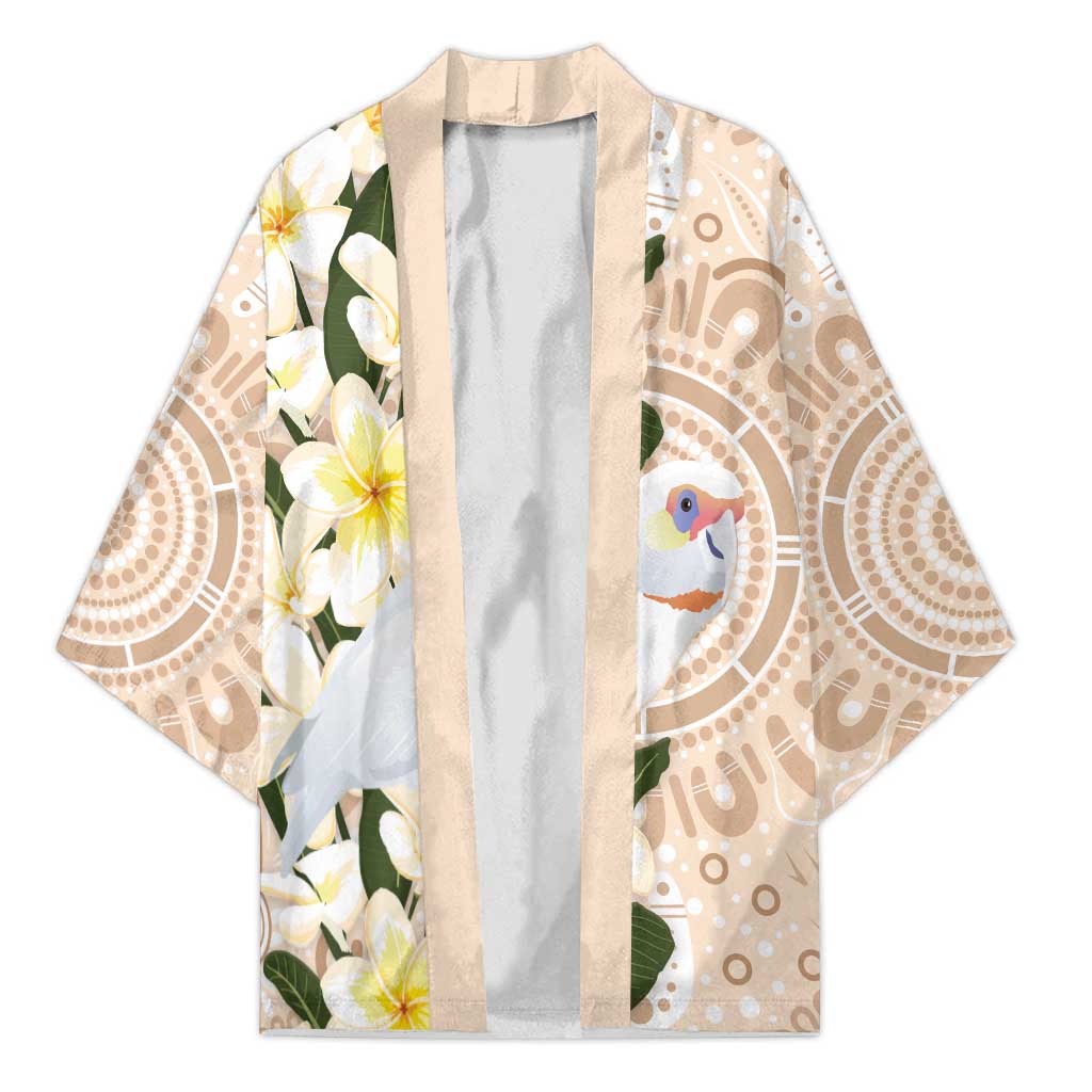 Australia Long-billed Corella Kimono Cacatua Tenuirostris Plumeria Aboriginal Art - Aussie Hoodie