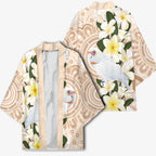 Australia Long-billed Corella Kimono Cacatua Tenuirostris Plumeria Aboriginal Art - Aussie Hoodie