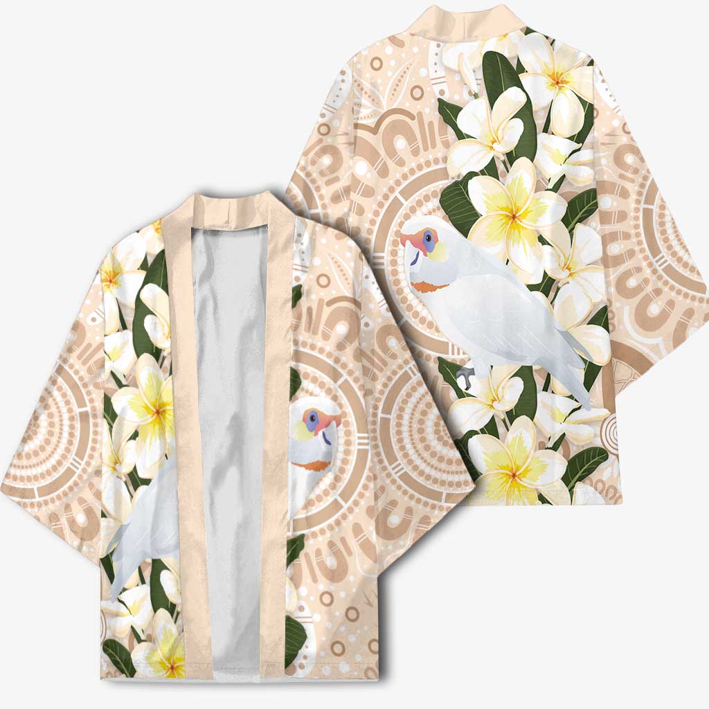 Australia Long-billed Corella Kimono Cacatua Tenuirostris Plumeria Aboriginal Art - Aussie Hoodie