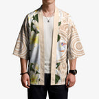 Australia Long-billed Corella Kimono Cacatua Tenuirostris Plumeria Aboriginal Art - Aussie Hoodie