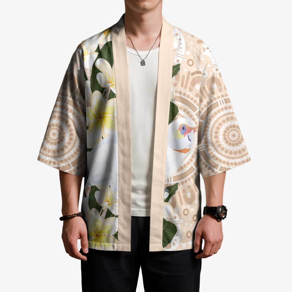 Australia Long-billed Corella Kimono Cacatua Tenuirostris Plumeria Aboriginal Art - Aussie Hoodie