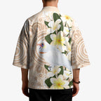 Australia Long-billed Corella Kimono Cacatua Tenuirostris Plumeria Aboriginal Art - Aussie Hoodie