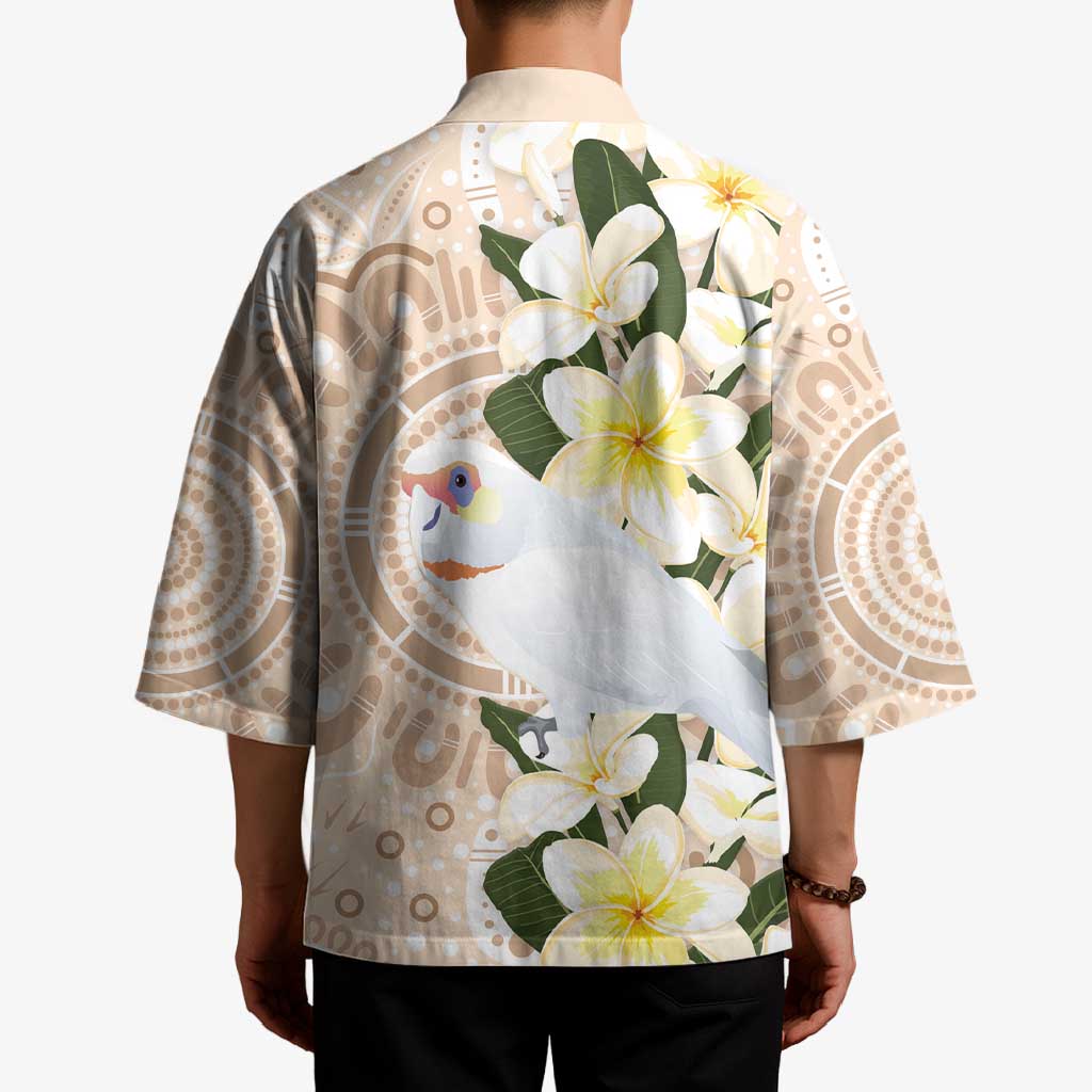 Australia Long-billed Corella Kimono Cacatua Tenuirostris Plumeria Aboriginal Art - Aussie Hoodie